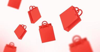 Flying shopping bags. Online shopping concept. 3d vector illustration