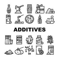 conjunto de iconos de colección de fórmula de aditivos alimentarios vector
