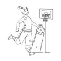 Basketball Player Playing Game With Ball Vector