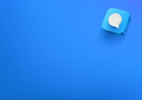 Vector wallpaper with blue button. Conversation  concept. 3d vector background with copy space