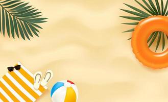 banner de temporada de verano con accesorios y espacio de copia vector