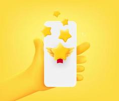 Award star on smartphone screen. 3d vector illustration