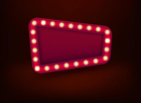 Red illuminated cinema style frame with copy space