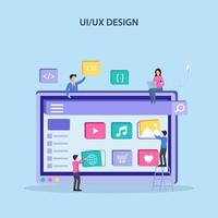 concepto de diseño ui ux, creando un diseño de aplicación, contenido y lugar de texto, ilustración vectorial vector