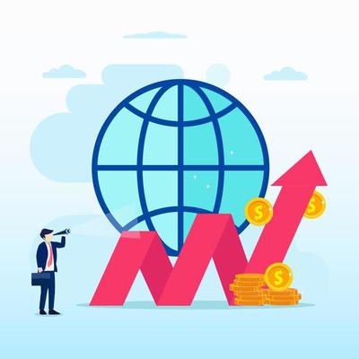 Modern flat design of Investing in the Stock Market. People trading stock online. Flat Style vector template suitable for Web Landing Page, Background.