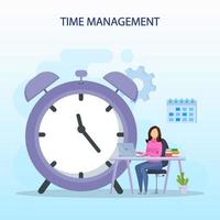 Time management concept, Flat vector template Style Suitable for Web Landing Page, Background.