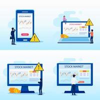 Modern flat design of Investing in the Stock Market. People trading stock online. Flat Style vector template suitable for Web Landing Page, Background.