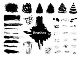 Set of brushes. Brush strokes and poster pen. Grunge texture for web design. Vector illustration isolated white background.