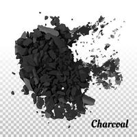 Coal on a transparent background isolated. a handful, a heap of coal, coal powder. Vector illustration