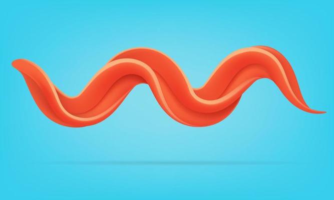Abstract three-dimensional waveform. Wave shapes. A wave of pink on a blue background. With soft shadow. Background for design of posters, banners. Vector illustration.