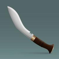 Hunting knife with wooden handle. for cutting game. Isolated on dark background. Vector illustration.