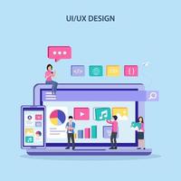 concepto de diseño ui ux, creando un diseño de aplicación, contenido y lugar de texto, ilustración vectorial vector