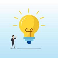 Businessman with idea bulb, Business creativity concept. Flat vector template style Suitable for Web Landing Pages.