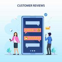 Customer reviews concept. online reviews, experience or feedback, star rating, notifications vector