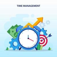 Time management concept, Flat vector template Style Suitable for Web Landing Page, Background.