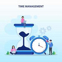 Time management concept, Flat vector template Style Suitable for Web Landing Page, Background.