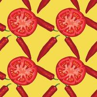 tomato and red chili seamless pattern design vector