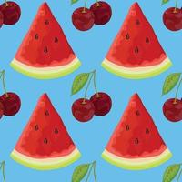 just hand draw stawberry and cherry art seamless vector