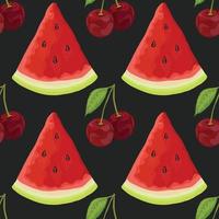 just hand draw stawberry and cherry seamless design vector