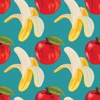 hand draw banana and apple seamless art pattern design vector