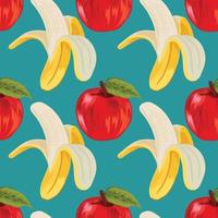 hand draw banana and apple seamless art pattern design vector