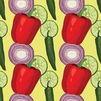 red peper lemon and chili seamless pattern art design vector