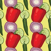 red peper lemon and chili seamless pattern art design vector