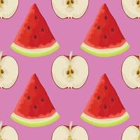 cute apple and watermelon seamless pattern design vector