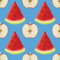 beautiful apple and watermelon seamless pattern design vector