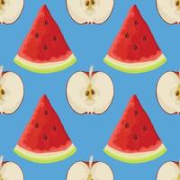 beautiful apple and watermelon seamless pattern design vector