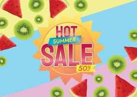 colorful fruits summer sale promotion vector