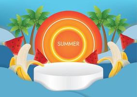 summer sale promo banner beach background vector