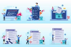 Petition form concept. People signing and spreading petition or complaint. flat vector