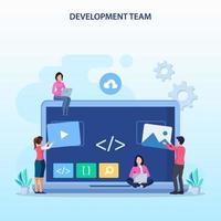 Development team at work concept. Flat vector illustration