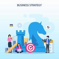 Set bundle Business strategy concept, People are planning, team metaphor, Target achievement, Strategic and tactics chess pieces. Flat vector template style Suitable for Web Landing Pages.