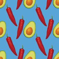 red chili and avocado art seamless pattern design vector