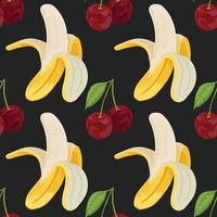 hand draw vegetable  banana and cherry  seamless pattern design vector