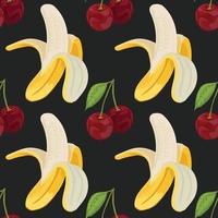 hand draw vegetable  banana and cherry  seamless pattern design vector