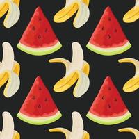 water melon and cut banana pattern design background vector