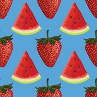 cute stawberry and watermelon pattern art wallpaper vector