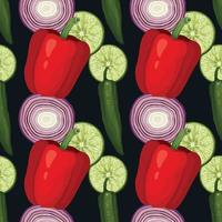 red peper lemon and chili seamless pattern design vector