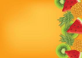 beauty set fresh fruit and vegetable background vector