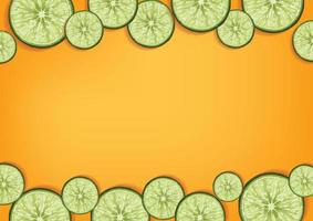 fresh fruit and vegetable lemon on yellow background vector