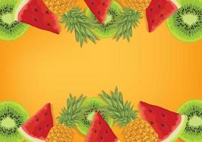 diseño colorido del vector del fondo de la fruta y verdura fresca