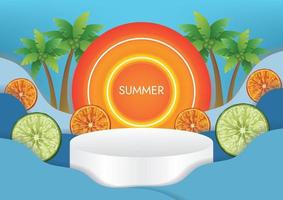 fondo de banner de promoción de venta de sol rojo y verano vector