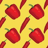 lindo diseño de arte sin costuras de chile rojo y pimiento rojo vector