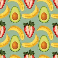 stawberry banana and kiwi art seamless pattern design vector