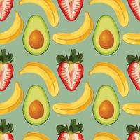 stawberry banana and kiwi art seamless pattern design vector