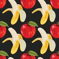 hand draw banana and apple seamless pattern design wallpaper vector
