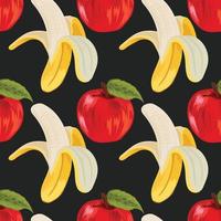 hand draw banana and apple seamless pattern design wallpaper vector